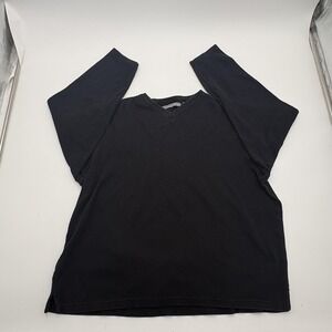 John Henry Sweater Mens Medium Black V Neck Knit Pullover Long Sleeve Casual